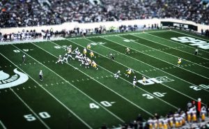 A photo of an NFL game, upon which Kalshi advertised legal sports betting.